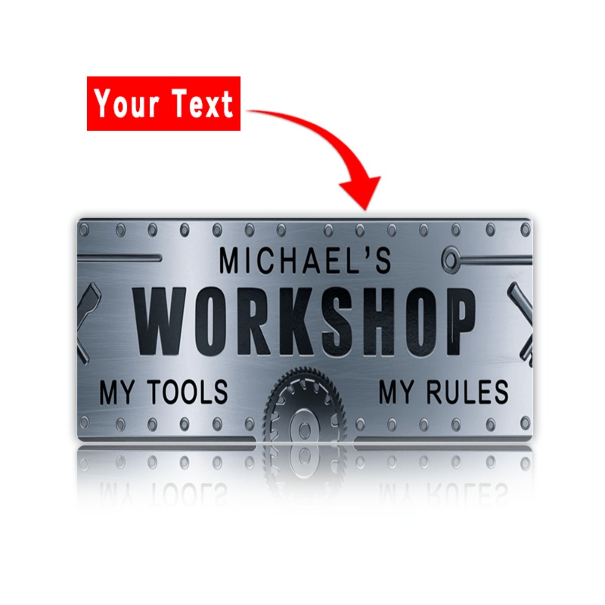 Personalizowany szyld aluminio – Workshop Tools And Names recenzja i cena