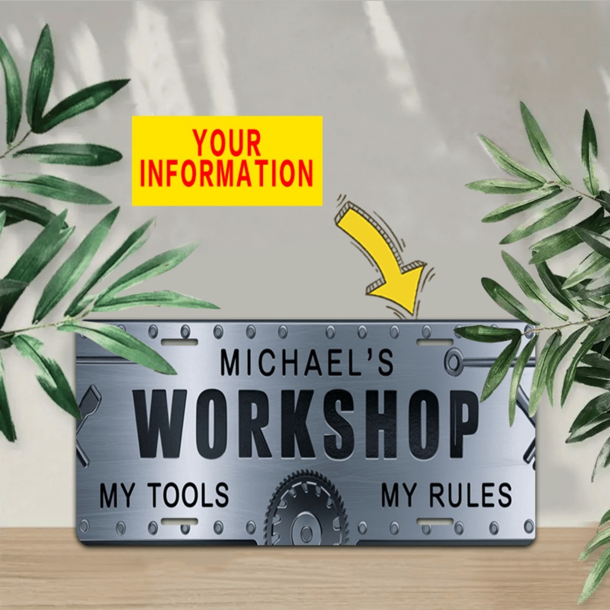 Personalizowany szyld aluminio – Workshop Tools And Names recenzja i cena